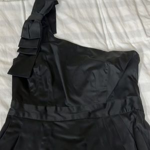 French Connection size 10 black bow shoulder mini dress, side zipper